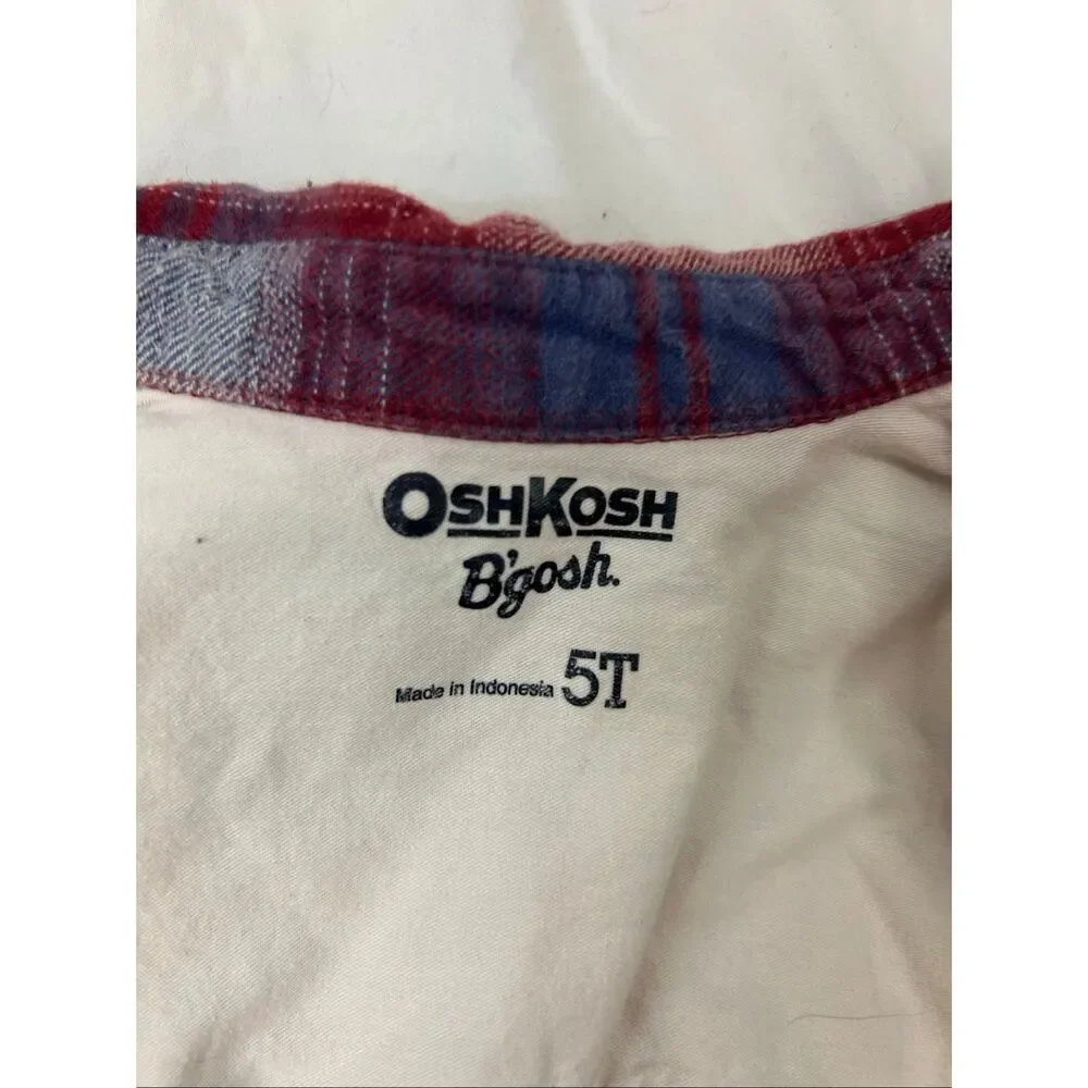 Oshkosh Boys‎ plaid shirt red blue size 5t buttons